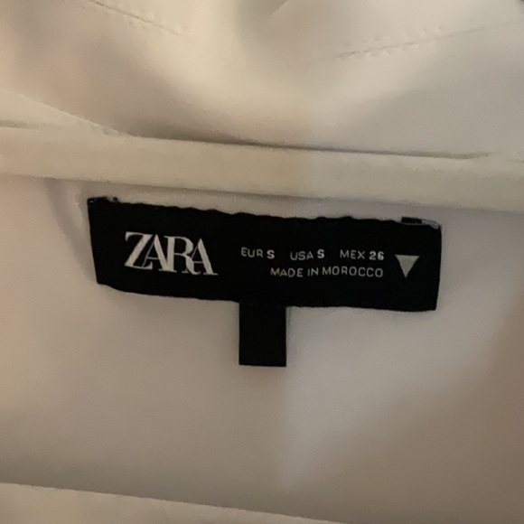 Zara Zip Front Cap Sleeve Mini Dress, Size S, White,NWOT - Picture 6 of 7